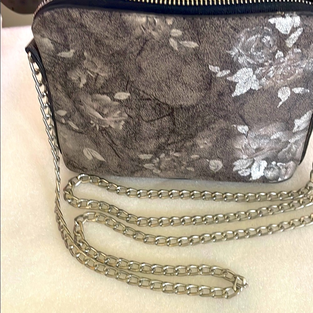 Ashley Stewart Gray Silver Crossbody Bag